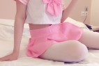 微博网红少女@安娜CHA之粉色水手服白丝图包